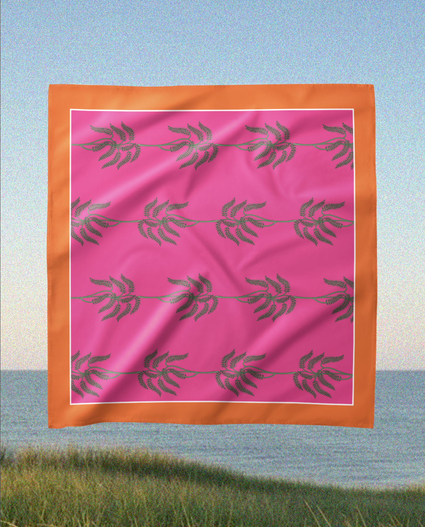Pink Palm - Satin Scarf