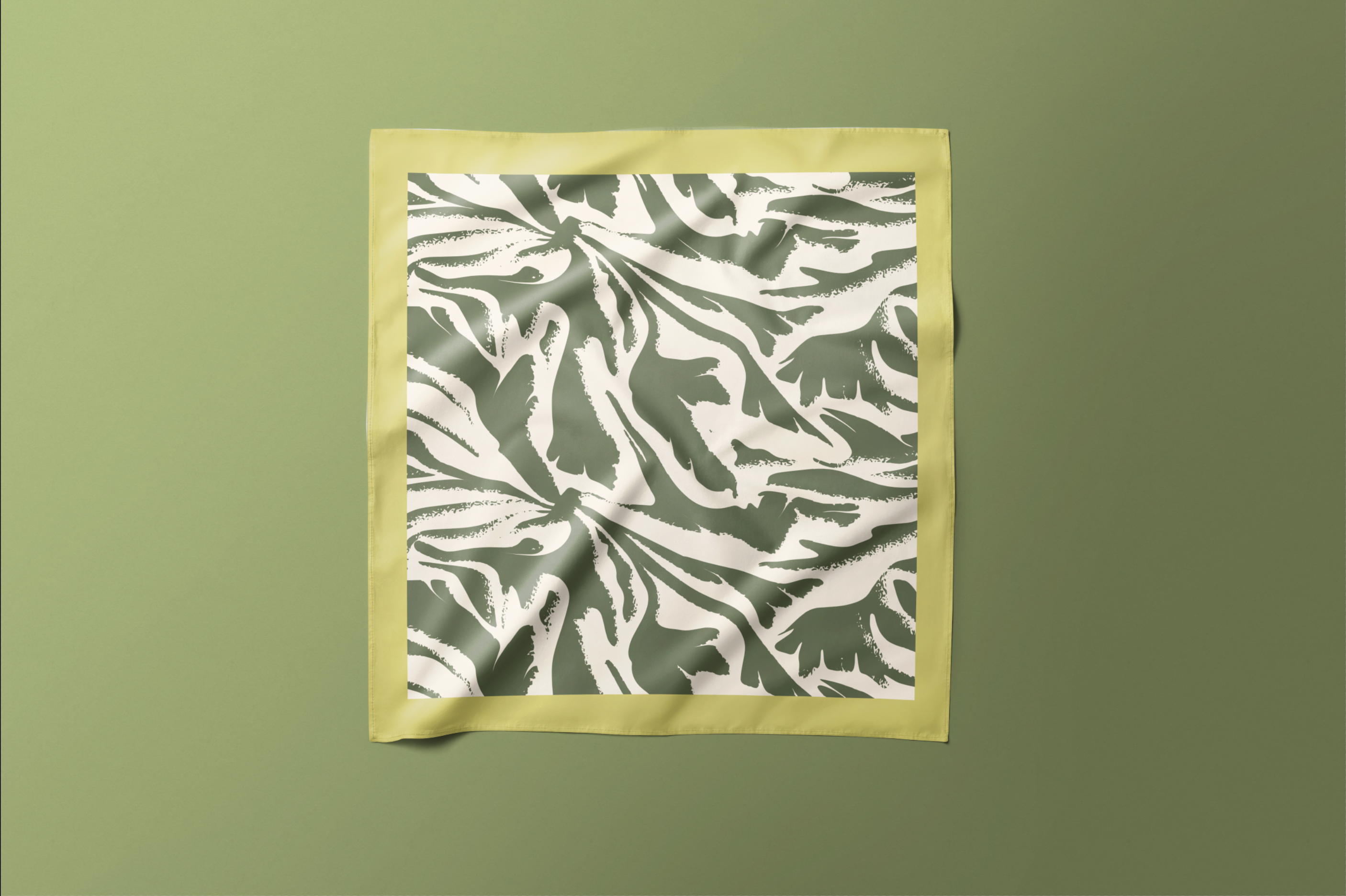 Green White Pattern - Satin Scarf