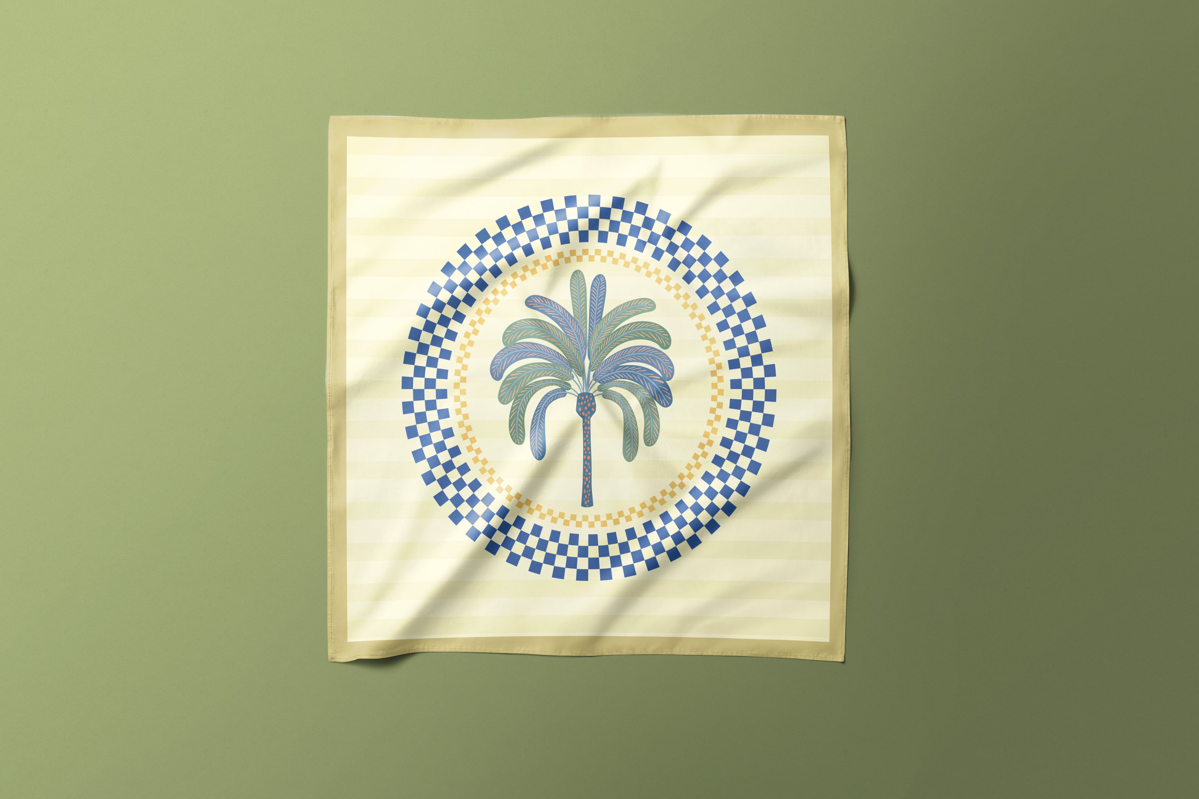 Pastel Green Palm - Satin Scarf