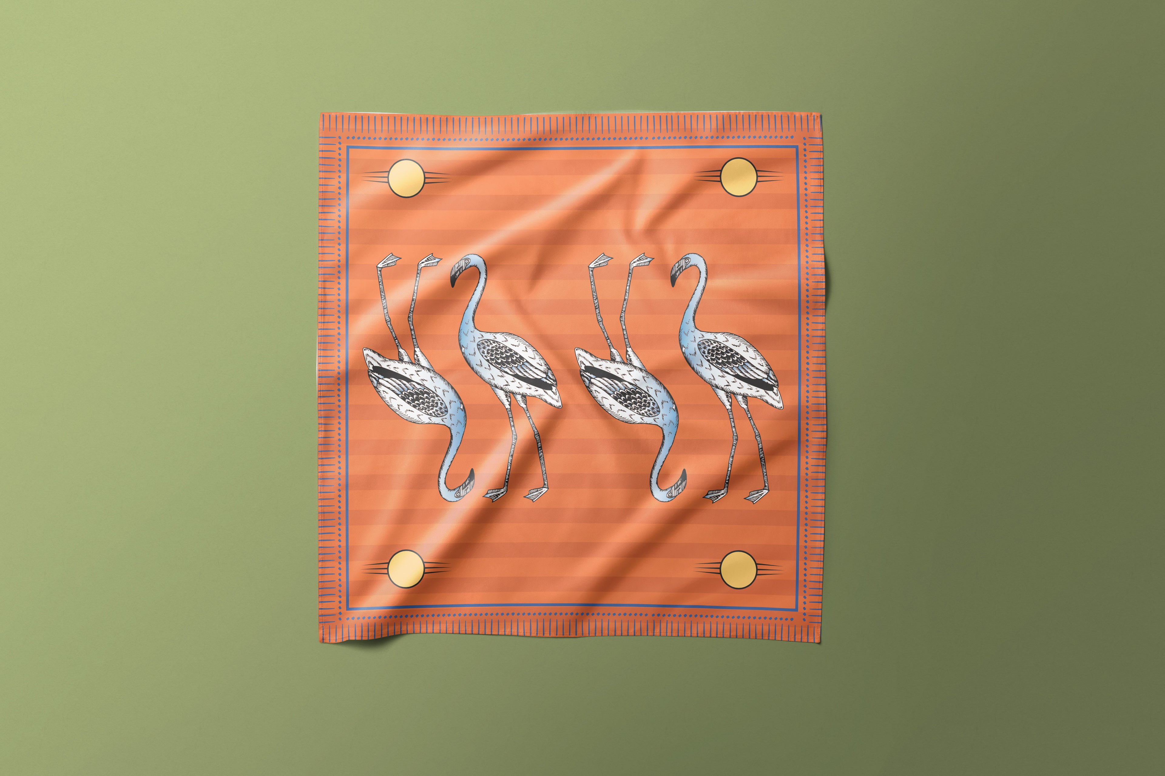 Orange Flamingo - Satin Scarf