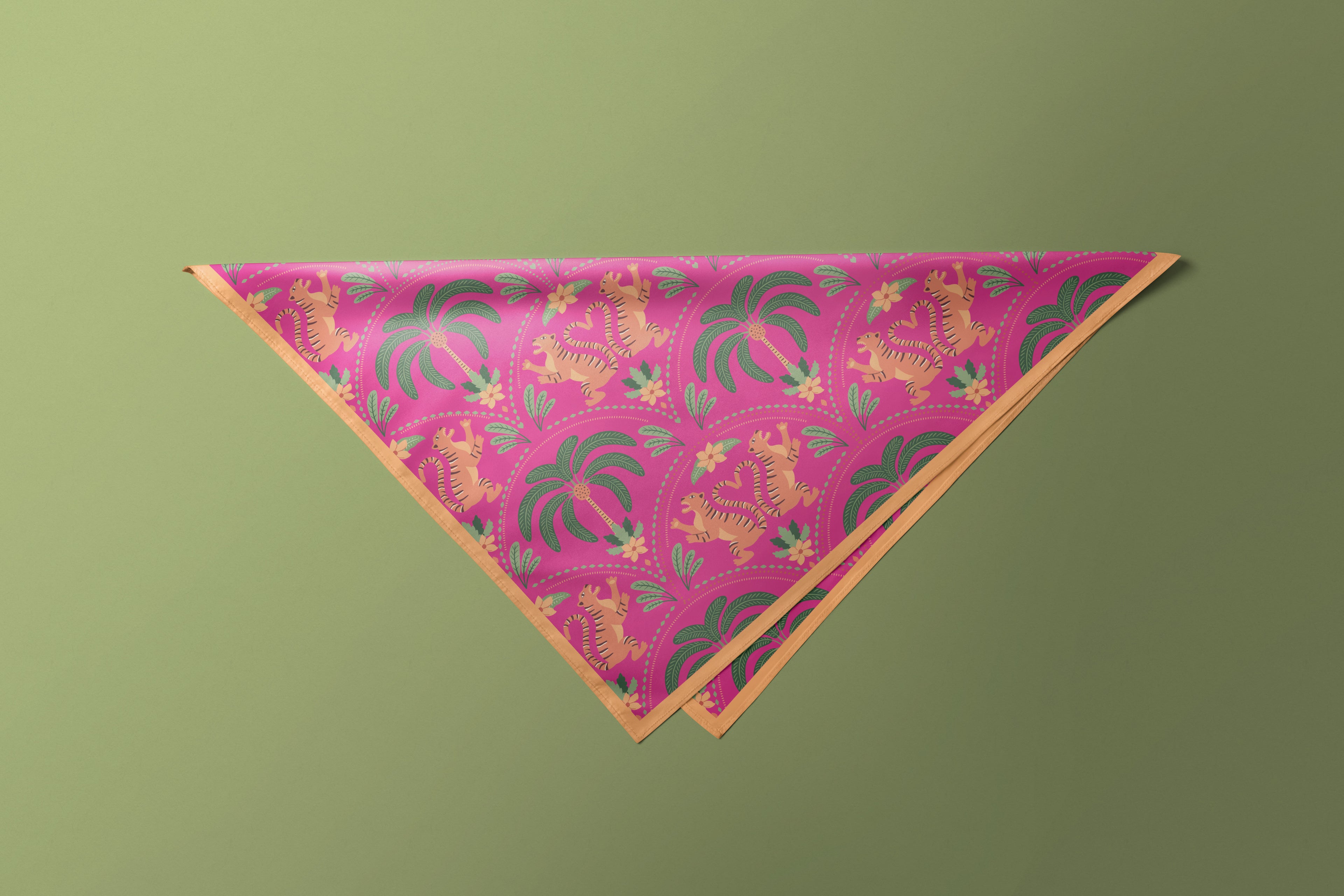 Multi Pink Tiger - Satin Scarf