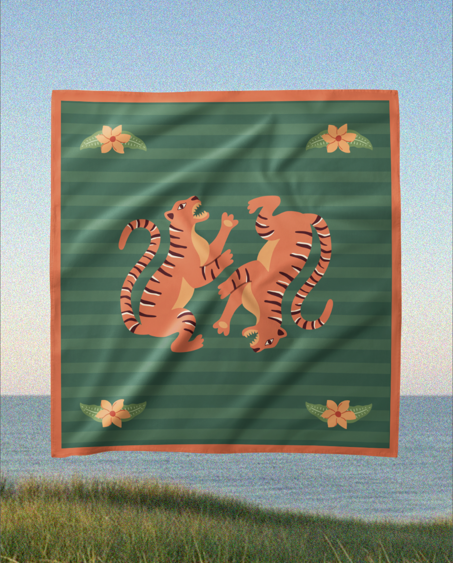 Green Tiger - Satin Scarf