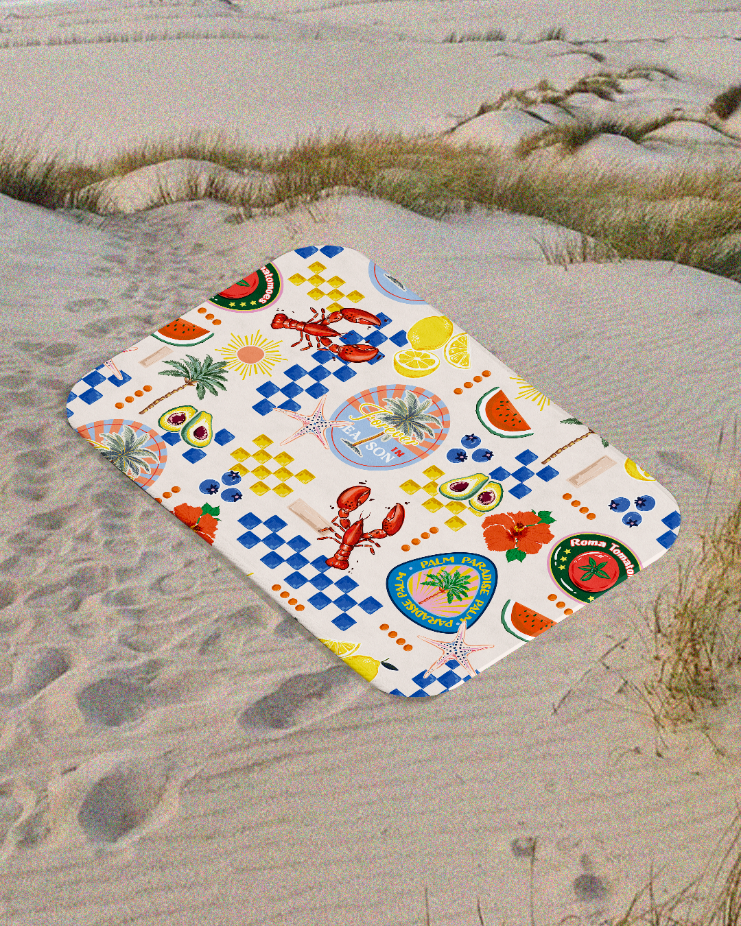 Colored Lobster - Beach Mat