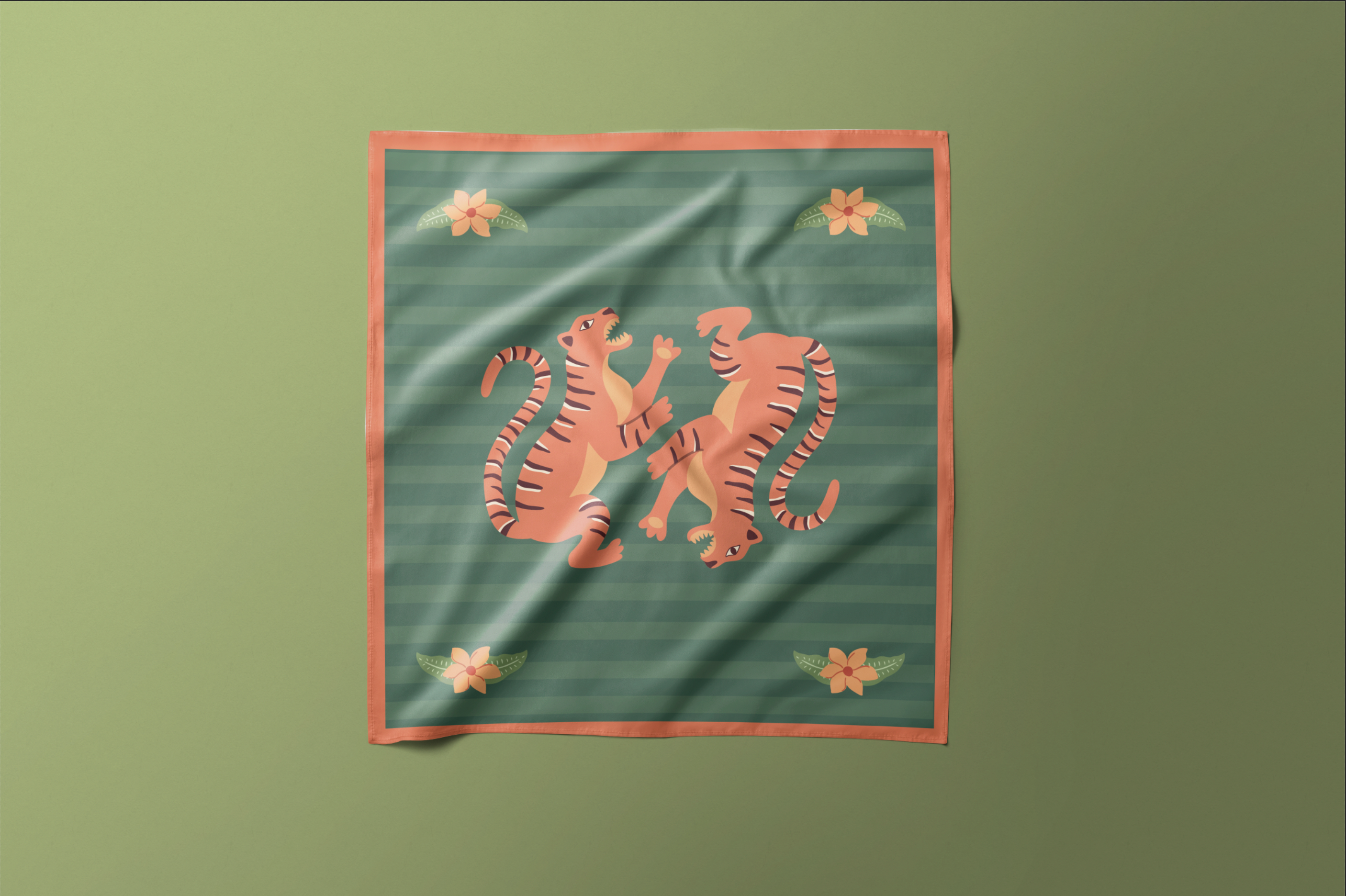 Green Tiger - Satin Scarf