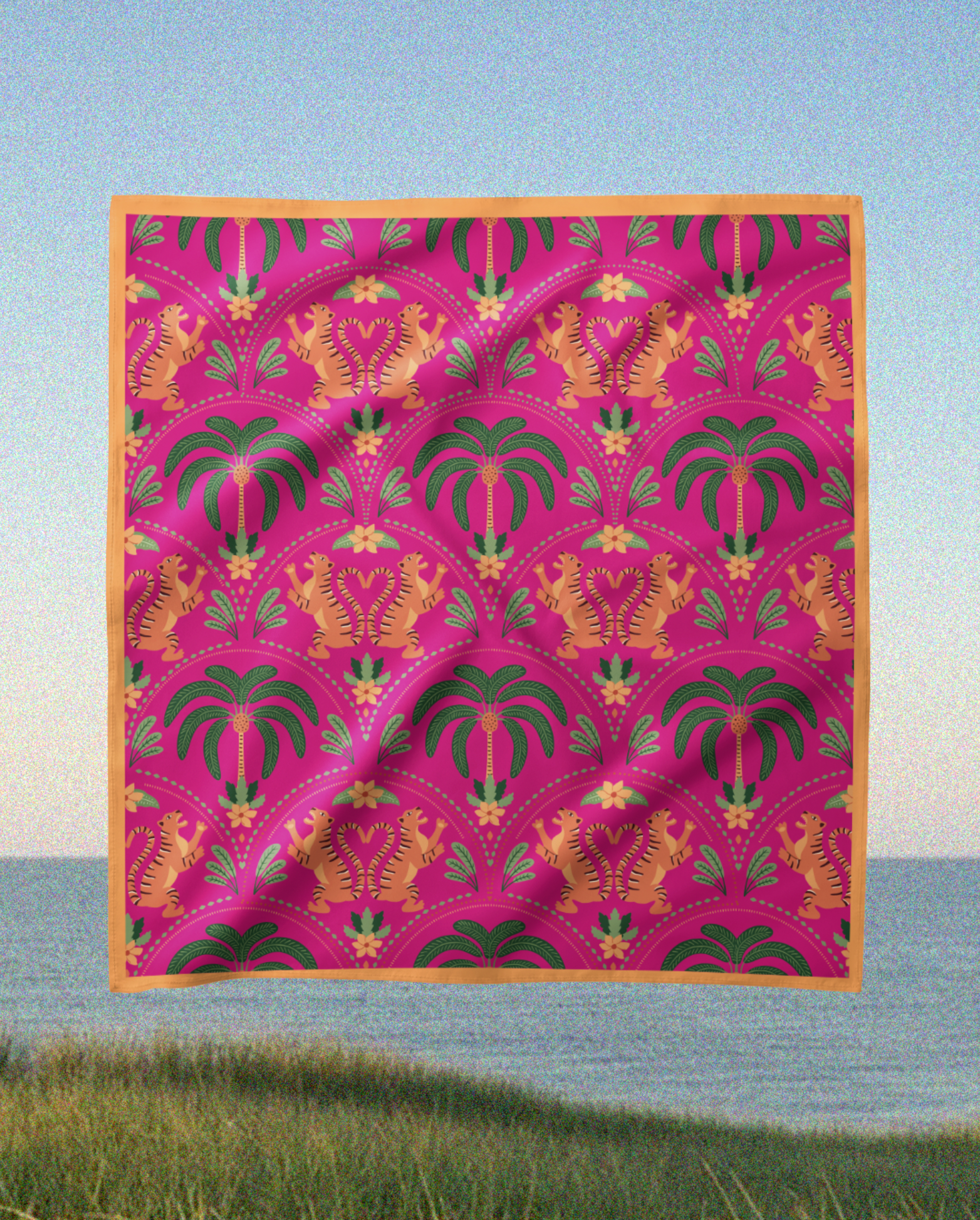 Multi Pink Tiger - Satin Scarf