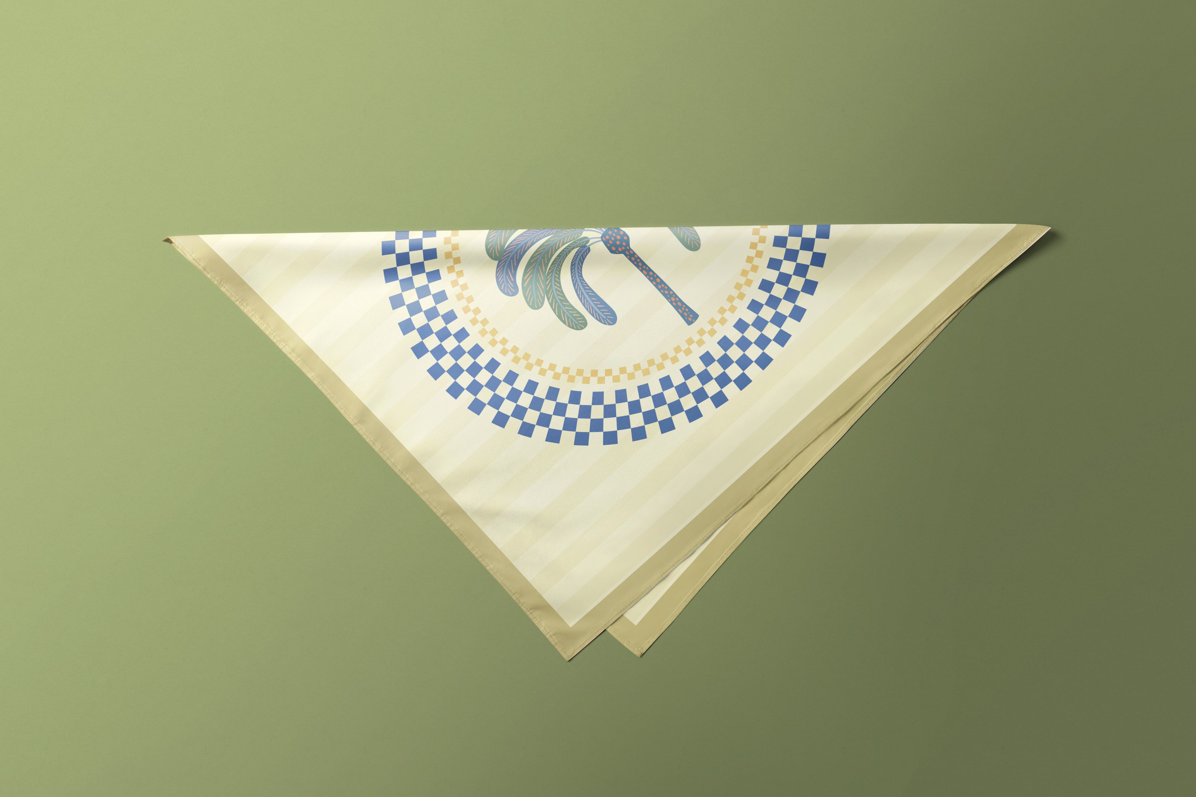 Pastel Green Palm - Satin Scarf