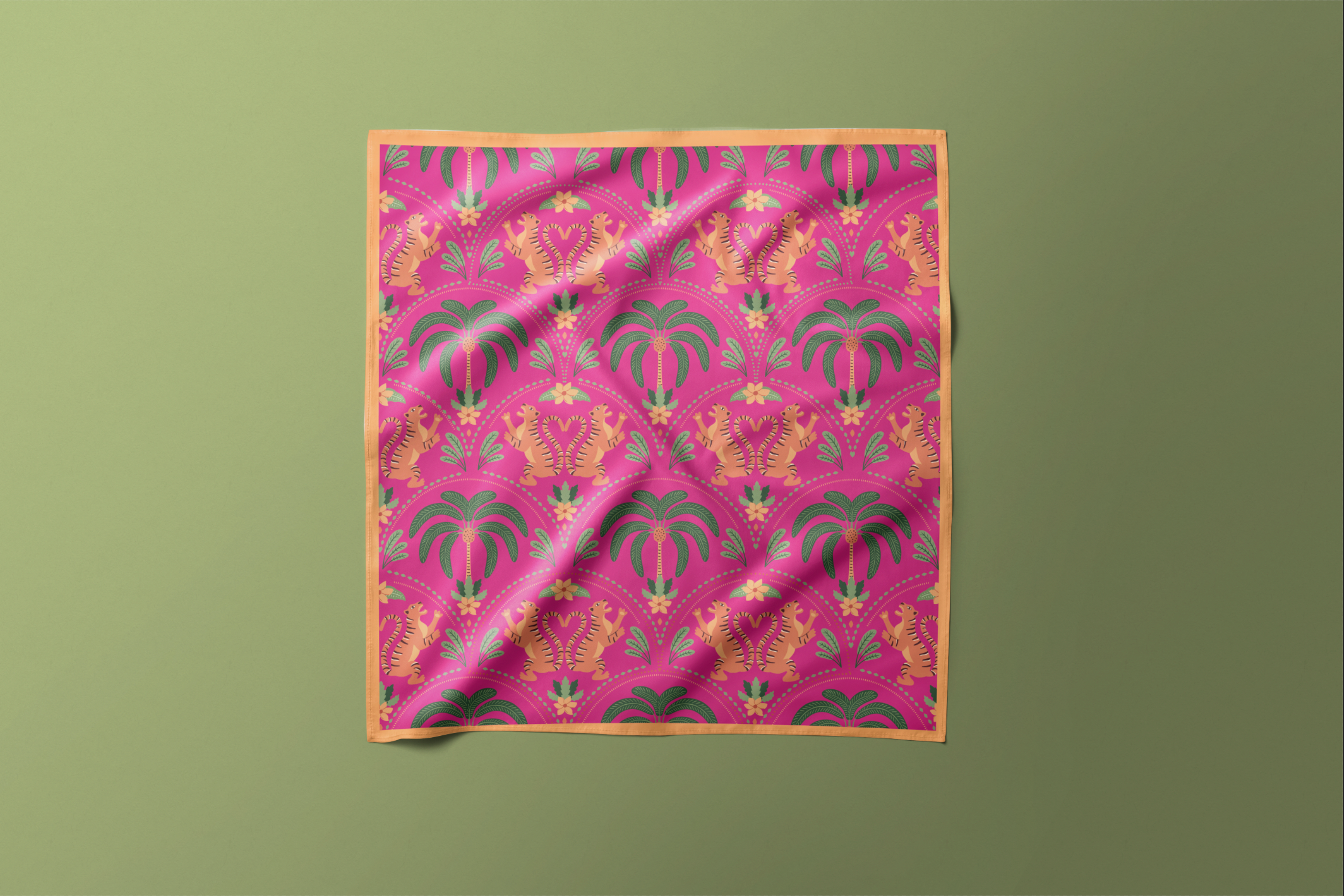 Multi Pink Tiger - Satin Scarf
