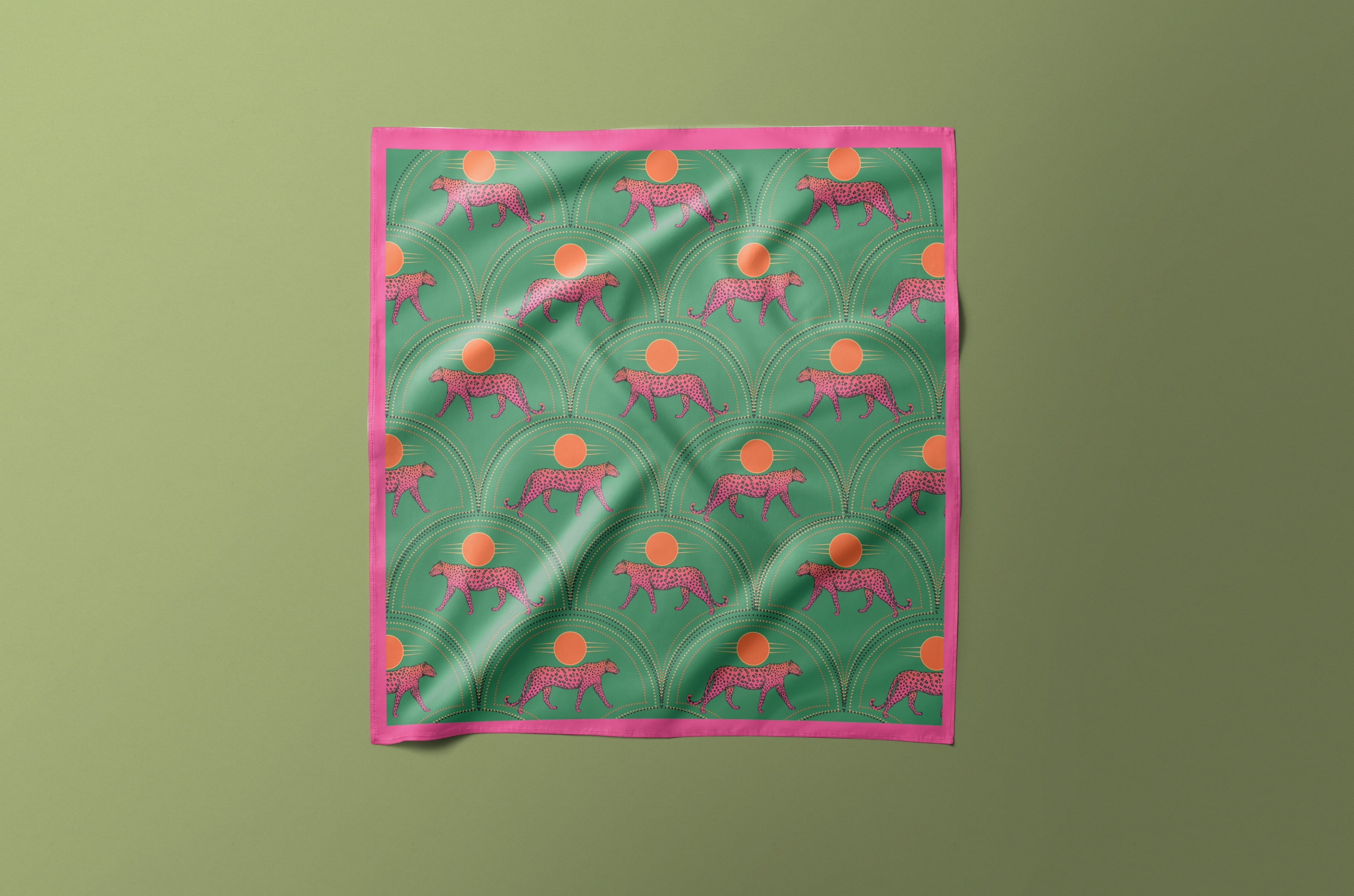 Multi Green Tiger - Satin Scarf