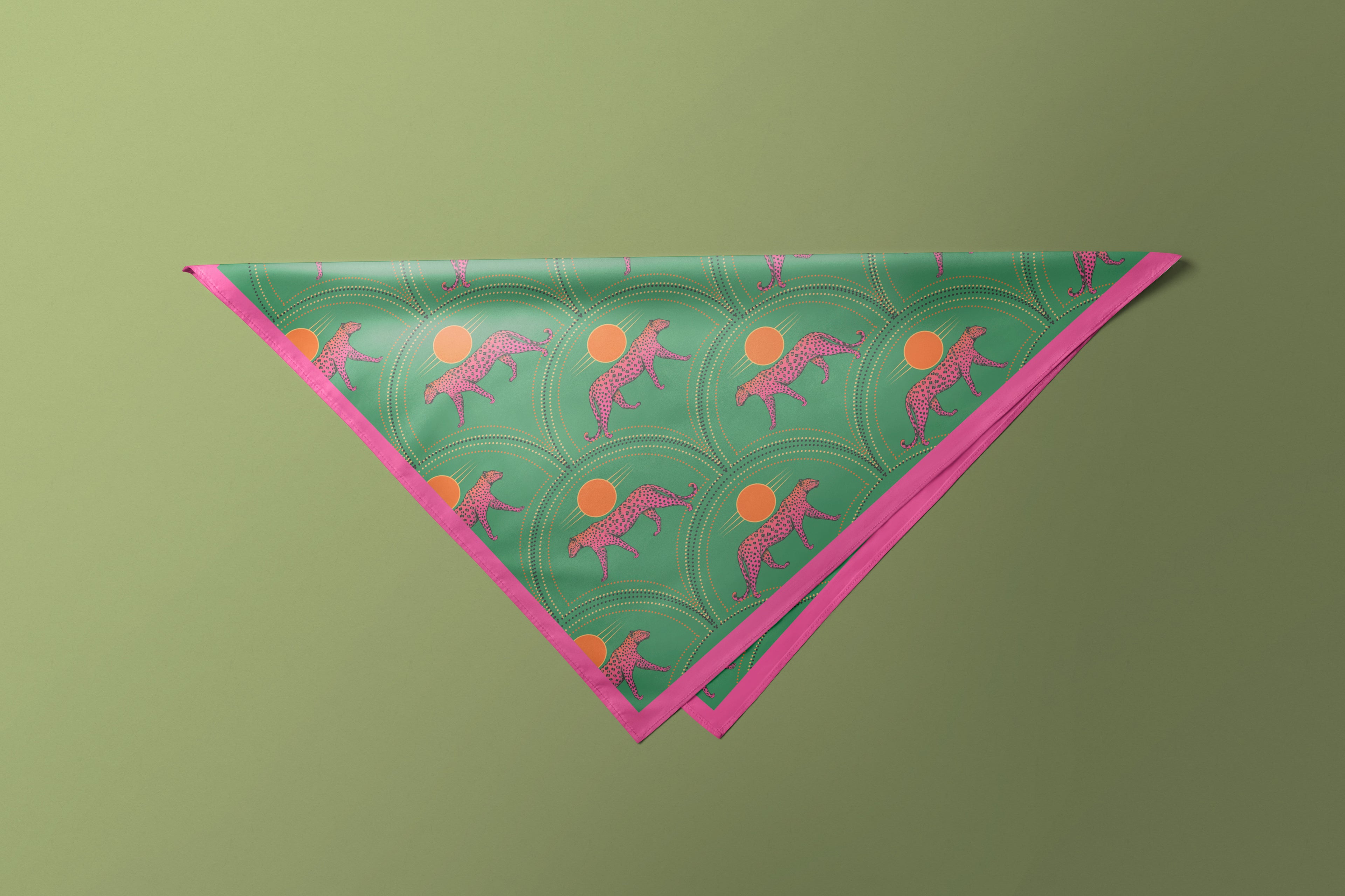 Multi Green Tiger - Satin Scarf