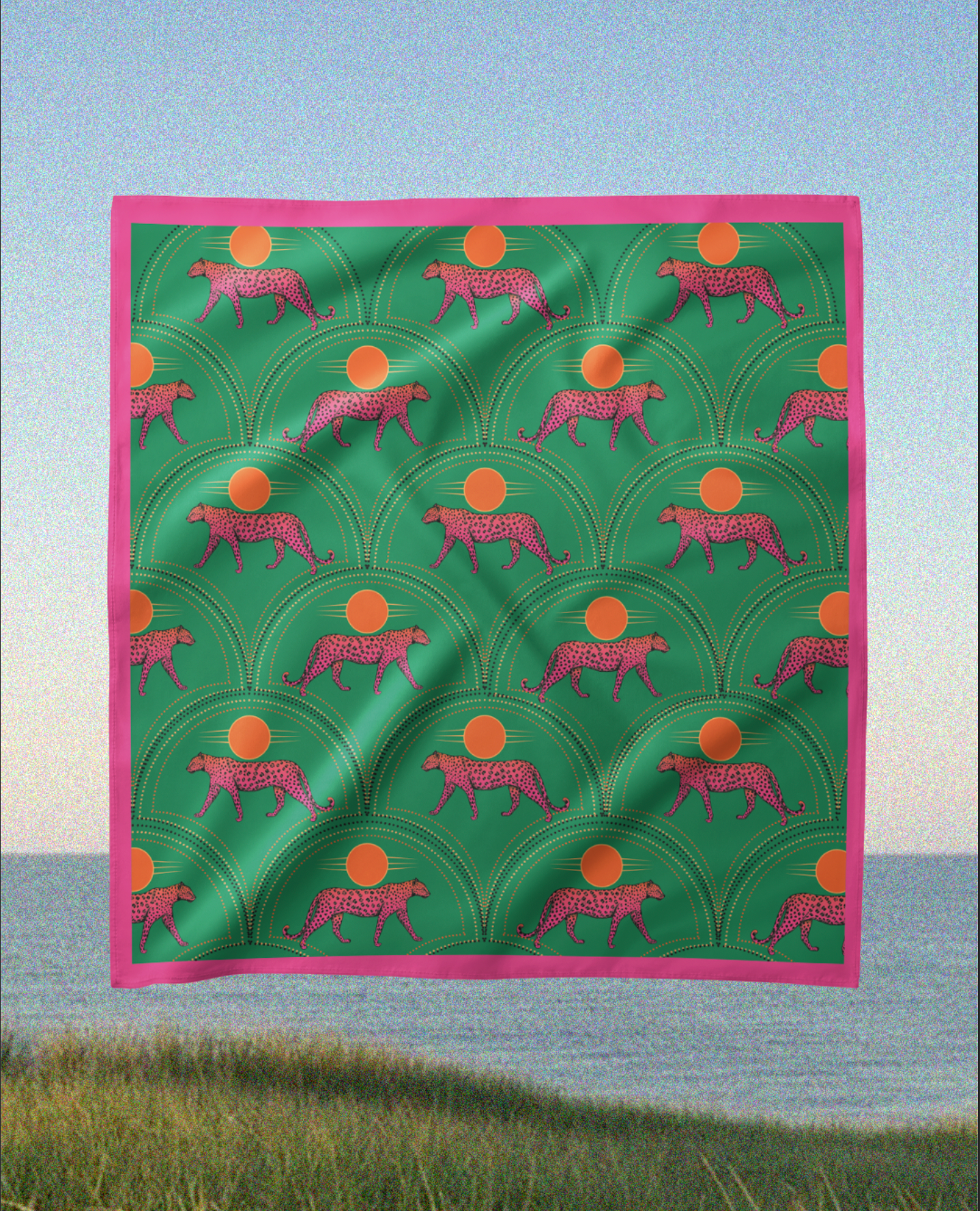 Multi Green Tiger - Satin Scarf