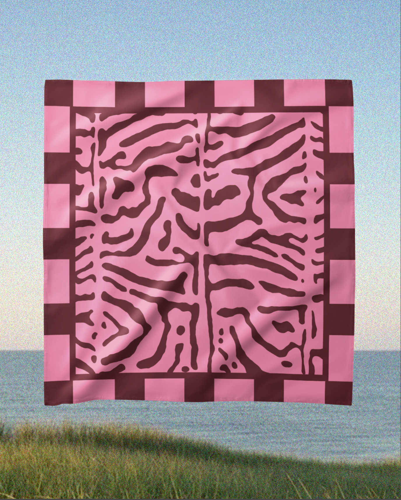 Pink Maroon Pattern - Satin Scarf