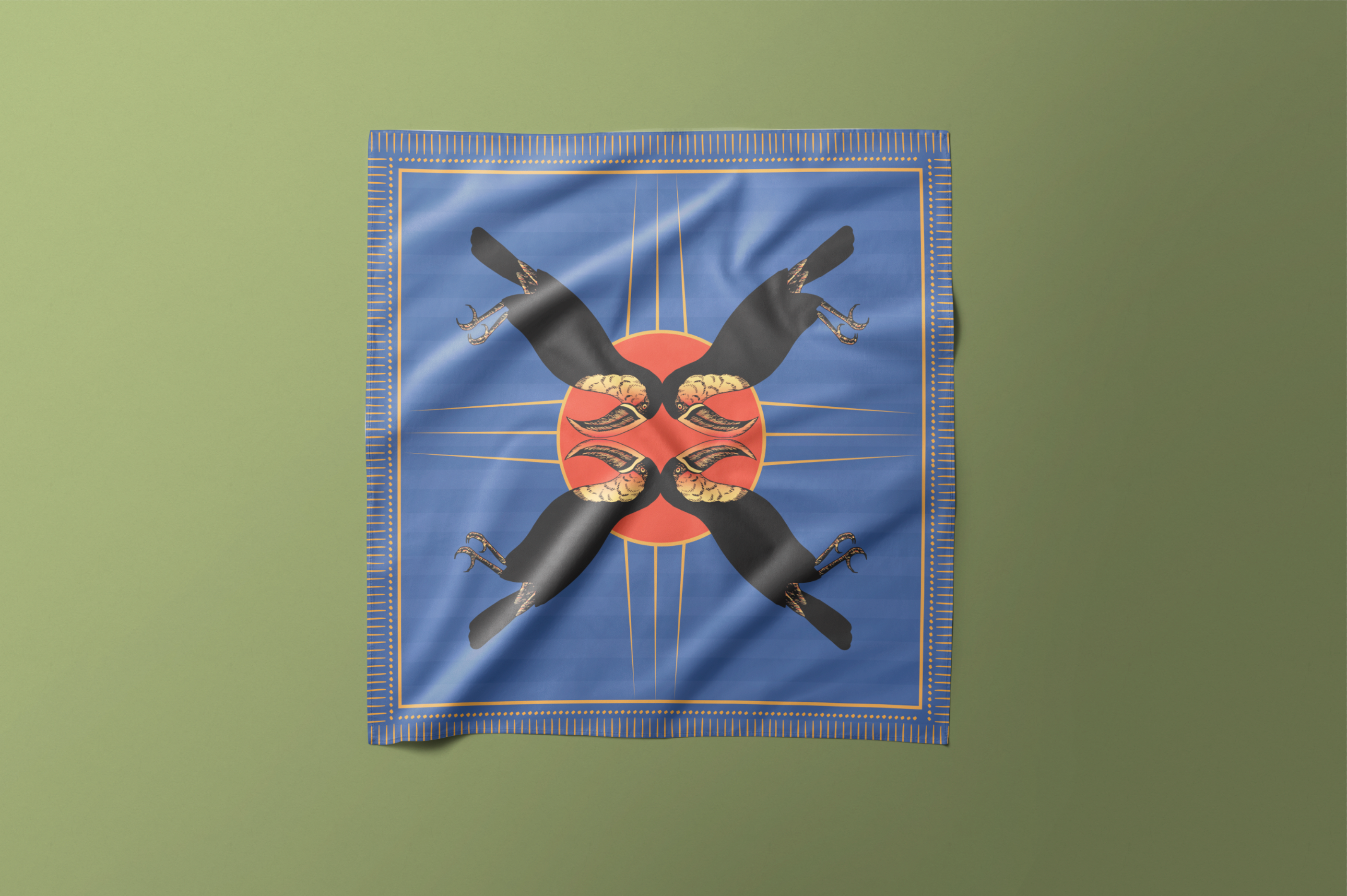 Blue Parrot - Satin Scarf