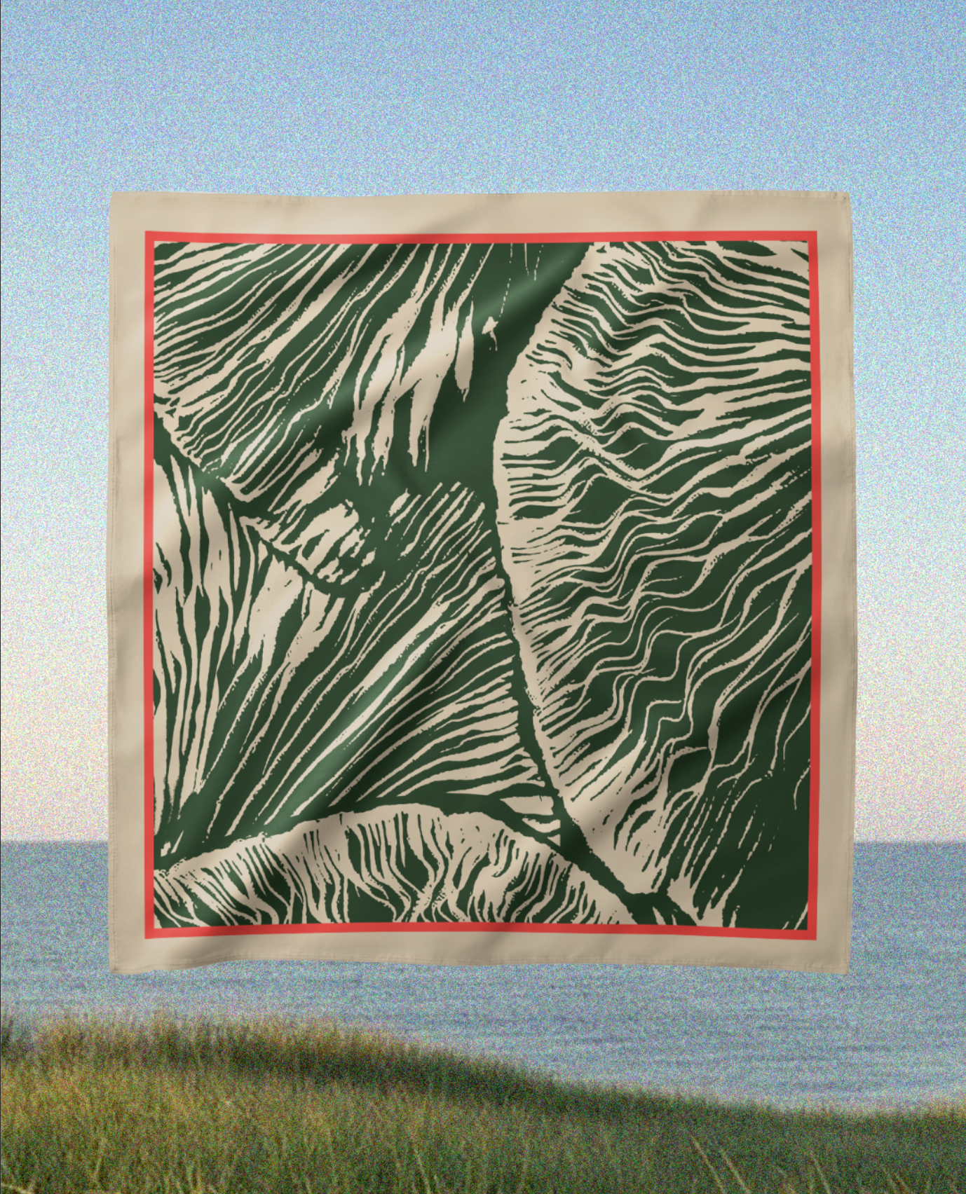 Green Beige Pattern - SatinSscarf