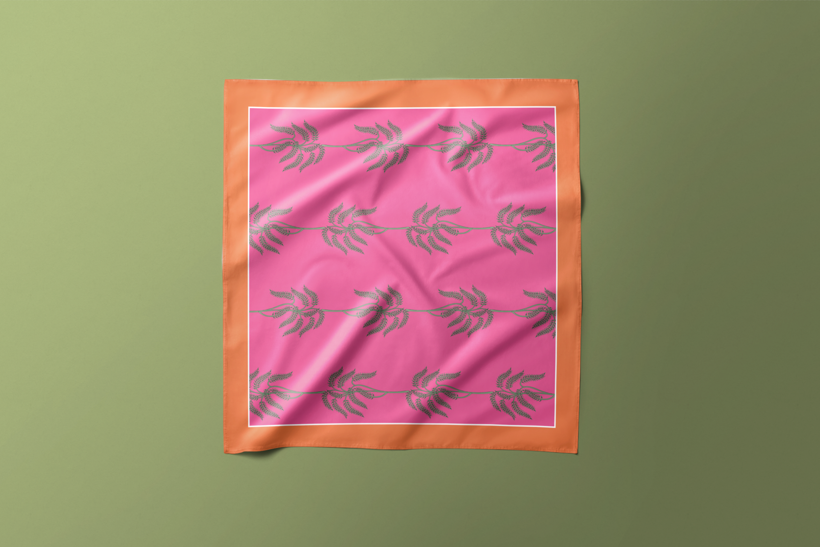 Pink Palm - Satin Scarf