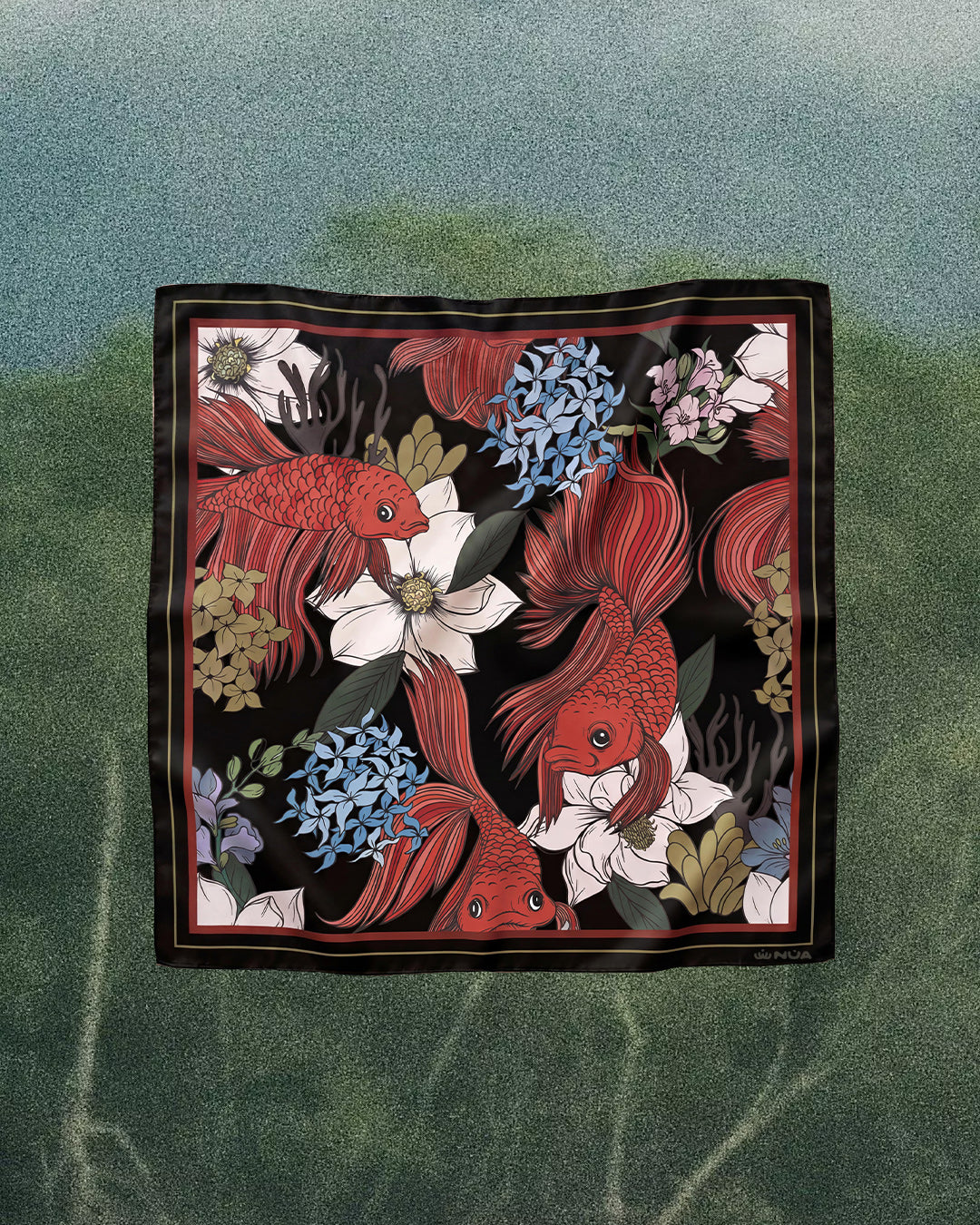 Black Koi - Satin scarf