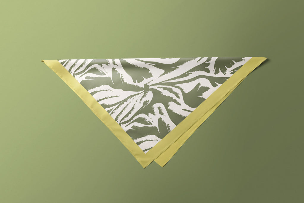 Green White Pattern - Satin Scarf