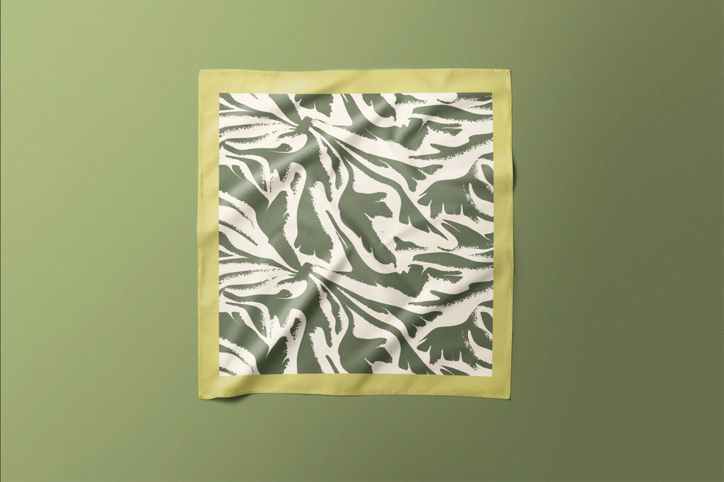 Green White Pattern - Satin Scarf