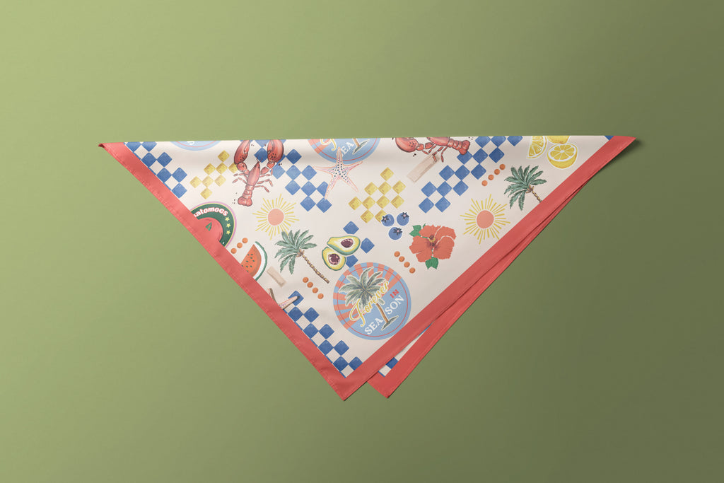 Colored Lobster - Satin Scarf