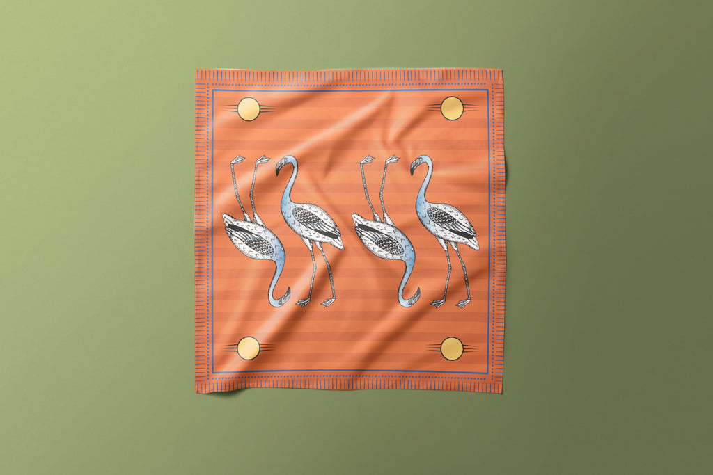 Orange Flamingo - Satin Scarf
