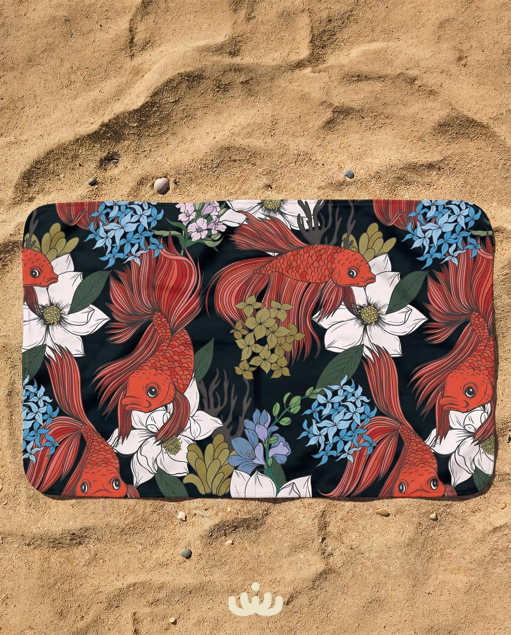 Black Koi Beach Mat