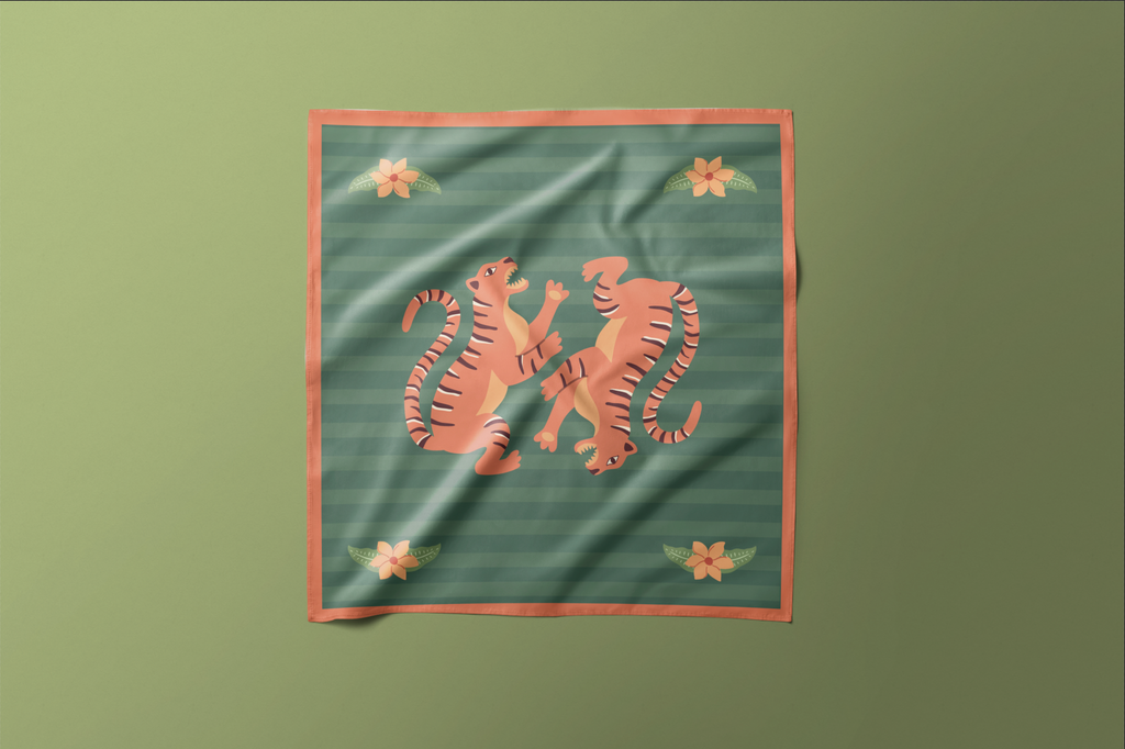 Green Tiger - Satin Scarf