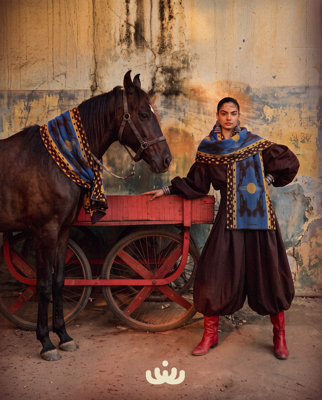 Horses blue shawl