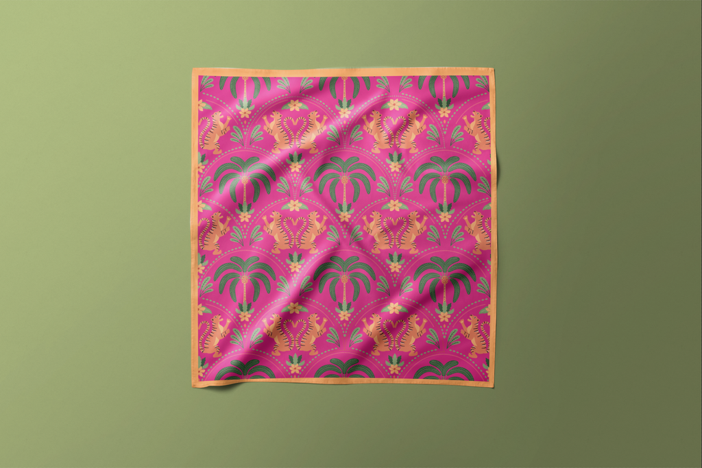 Multi Pink Tiger - Satin Scarf