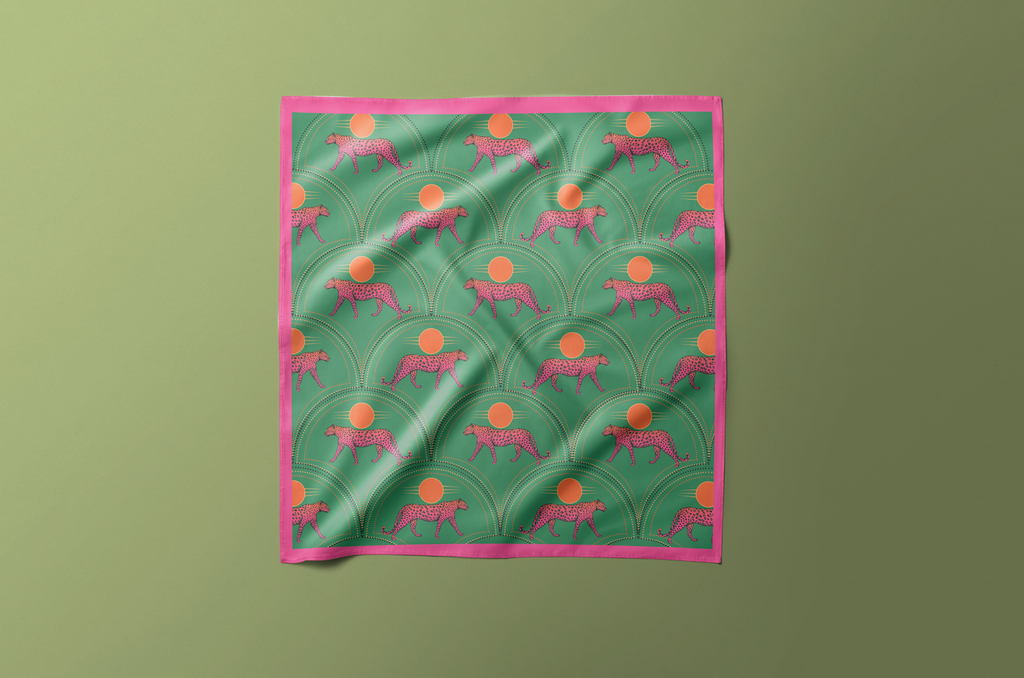 Multi Green Tiger - Satin Scarf