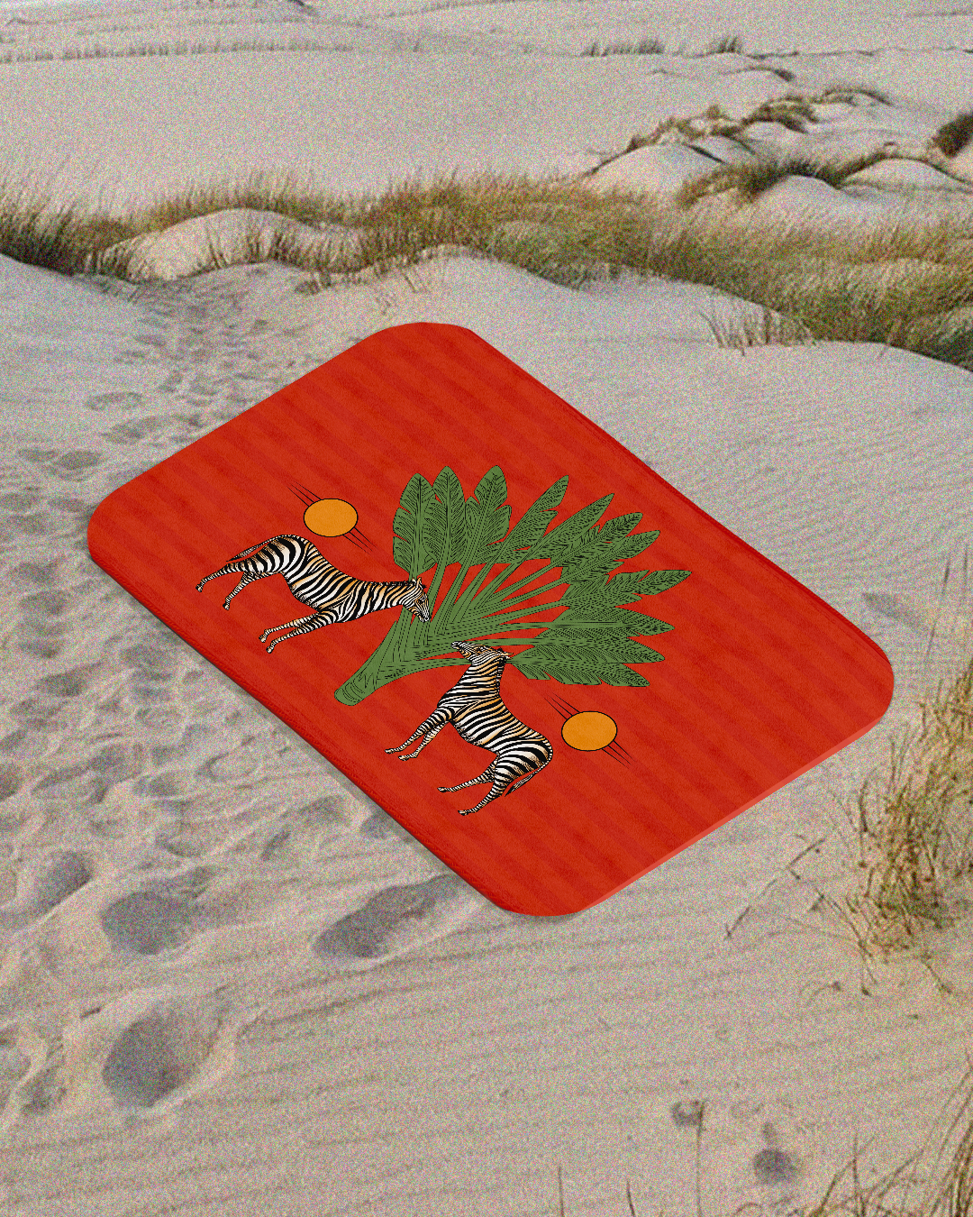 Orange Zebra - Beach Mat