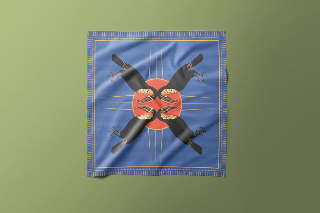 Blue Parrot - Satin Scarf