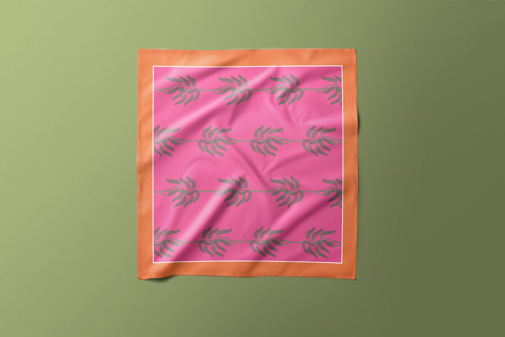 Pink Palm - Satin Scarf