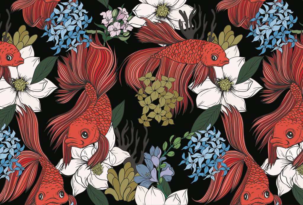 Black Koi Beach Mat